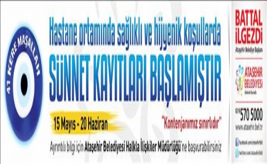 Ataşehir'de Sünnet Kayıtları Başlıyor