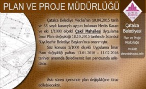 1/1000 Ölçekli Çakıl Mahallesi Uygulama İmar Planı Değişikliği