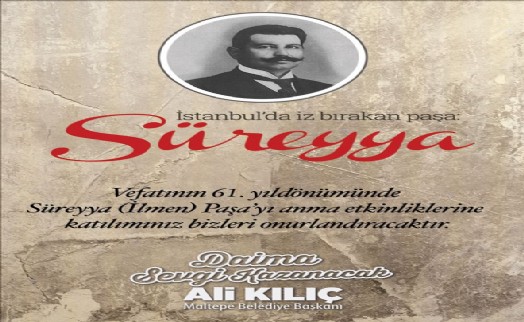 Süreyya Paşa 61´inci Ölüm Yıldönümünde Anılacak