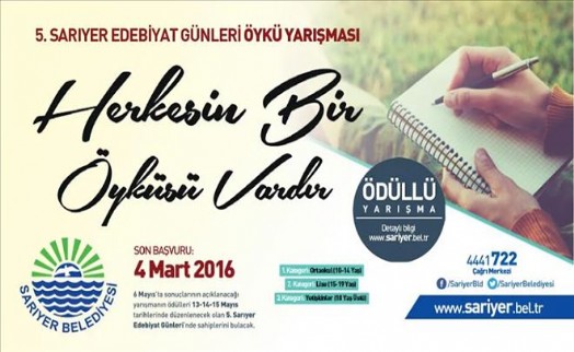 5. SARIYER EDEBİYAT GÜNLERİ VE ÖYKÜ YARIŞMASI´NA BAŞVURULAR DEVAM EDİYOR