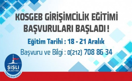Şişli´de Oturan Vatandaşlara Ücretsiz Girişimcilik Eğitimi