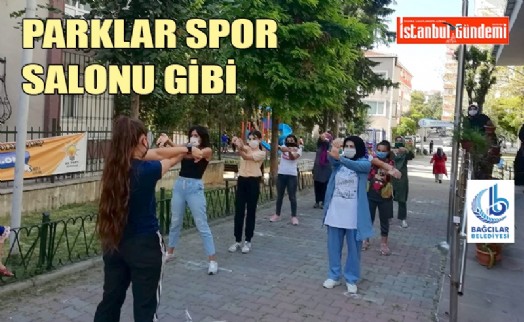 BAĞCILARLI KADINLAR PARKLARDA SPORU ÇOK SEVDİ