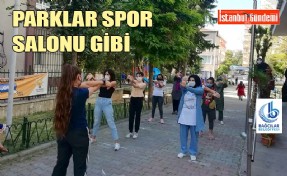 BAĞCILARLI KADINLAR PARKLARDA SPORU ÇOK SEVDİ