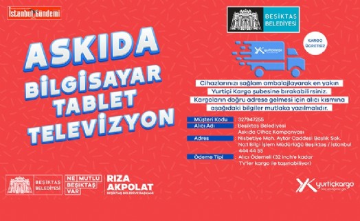 BEŞİKTAŞ BELEDİYESİ’NİN “ASKIDA CİHAZ” KARGOLARINI YURTİÇİ KARGO ÜCRETSİZ TAŞIYACAK