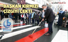 BAĞCILAR’DA KAYMAKAM VE BAŞKAN YAYA GEÇİTLERİ KIRMIZIYA BOYADI