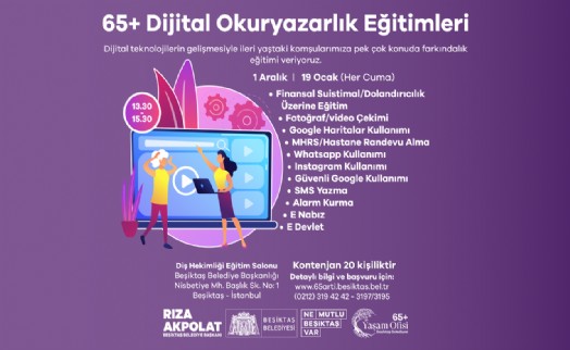 Beşiktaş Belediyesi’nden ‘65+ Dijital Okuryazarlık Eğitimleri’